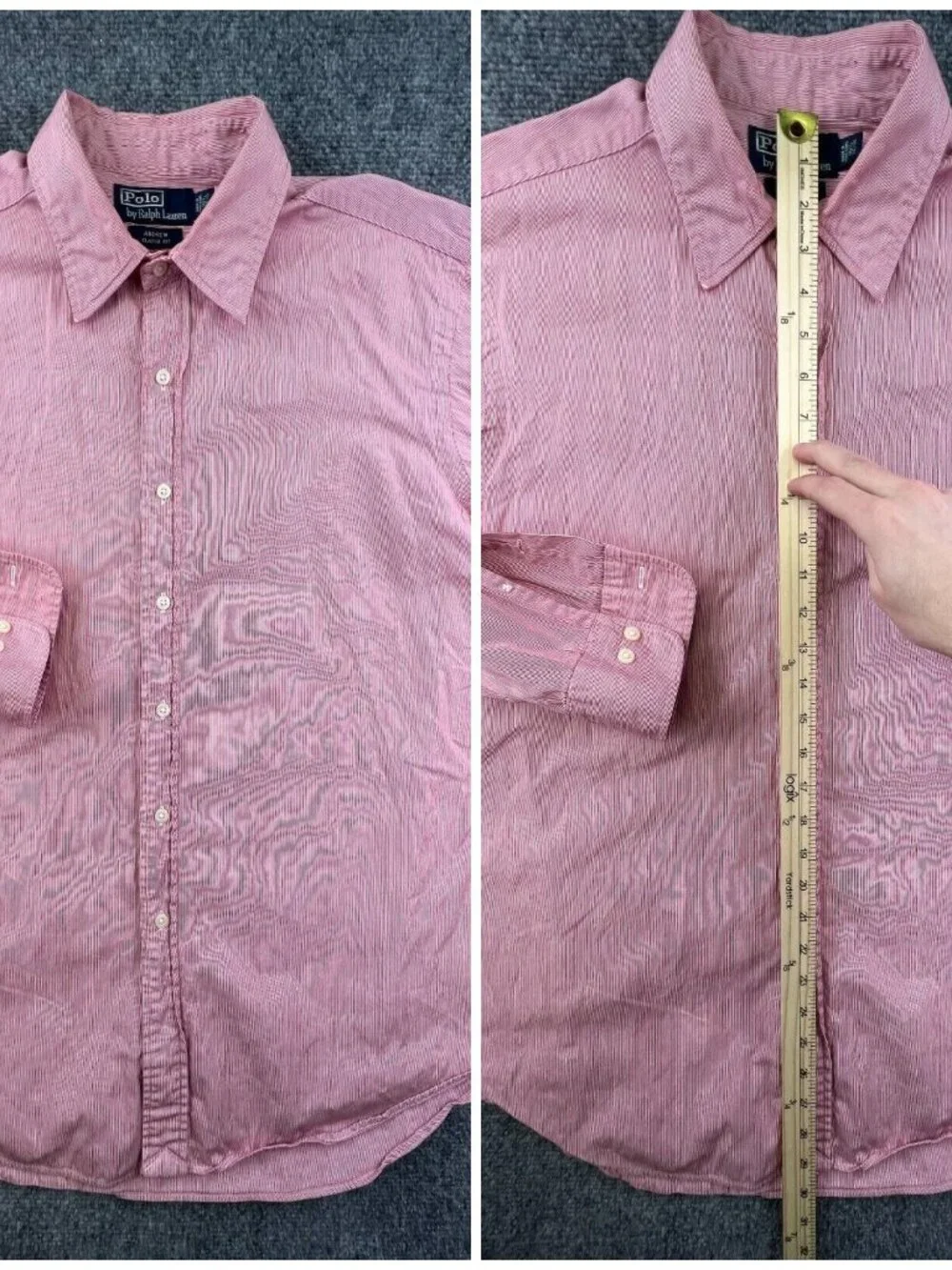 Polo By Ralph Lauren Button Up Men Red Stripe Andrew Classic Fit 16.5 34 35